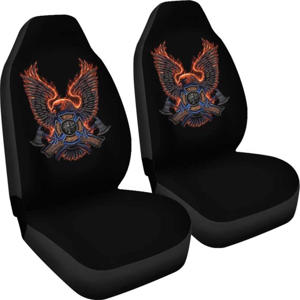 Volunteer Firefighter Fire and Rescue, Courage, Honor Custom Eagle Car Seat Covers