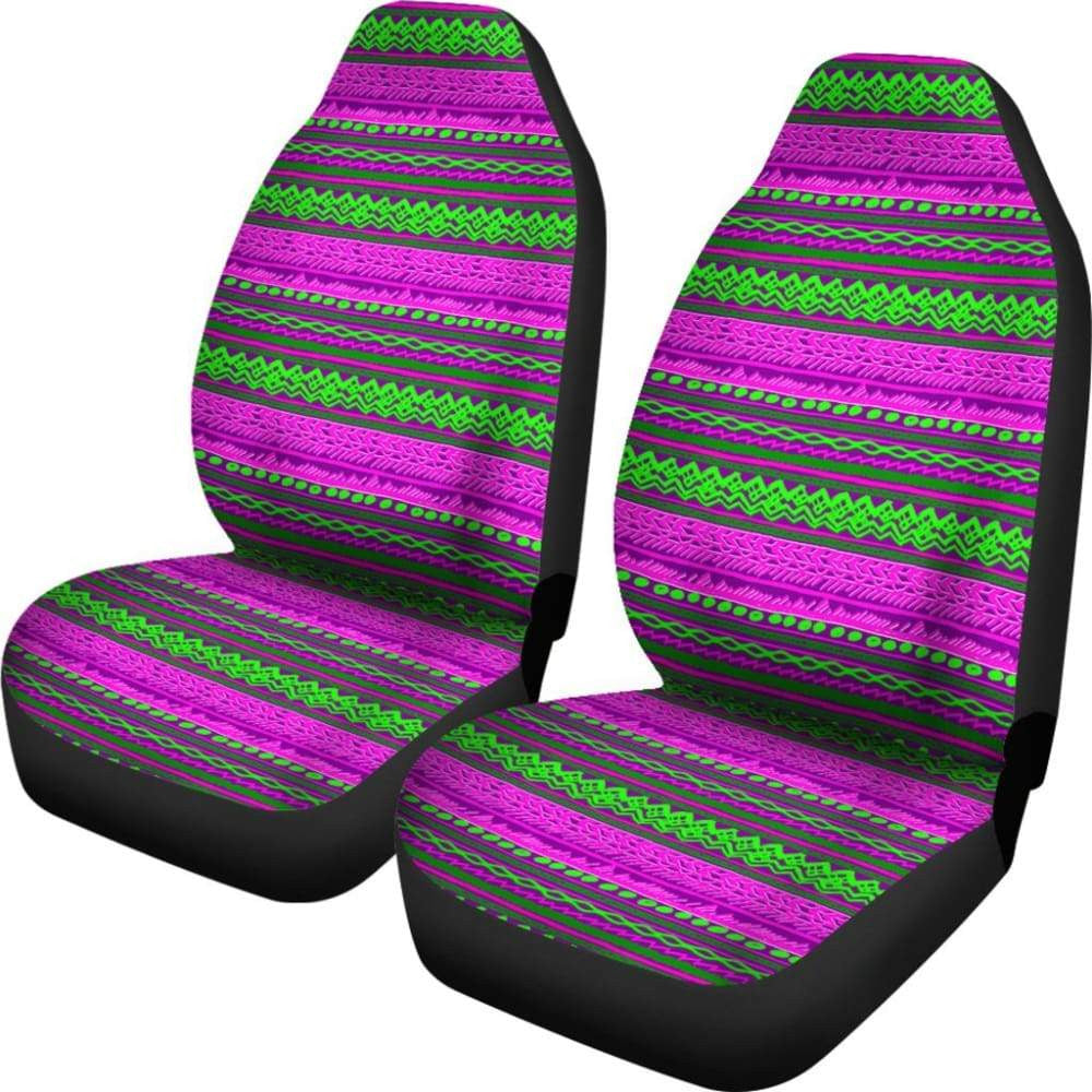 Abstract Car Seat Covers Aztec Watermelon Pink And Lime