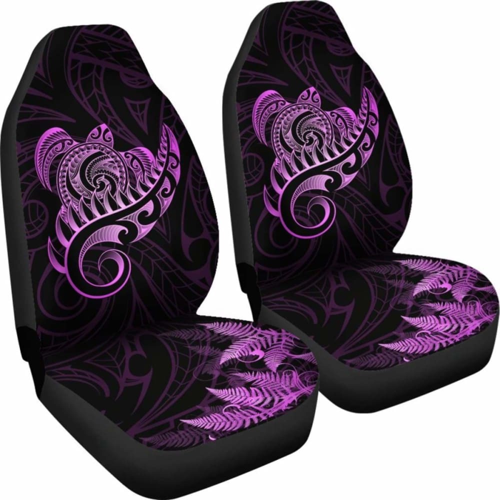 New Zealand Car Seat Covers - Aotearoa Maori Turtle Silver Fern Pink Awesome