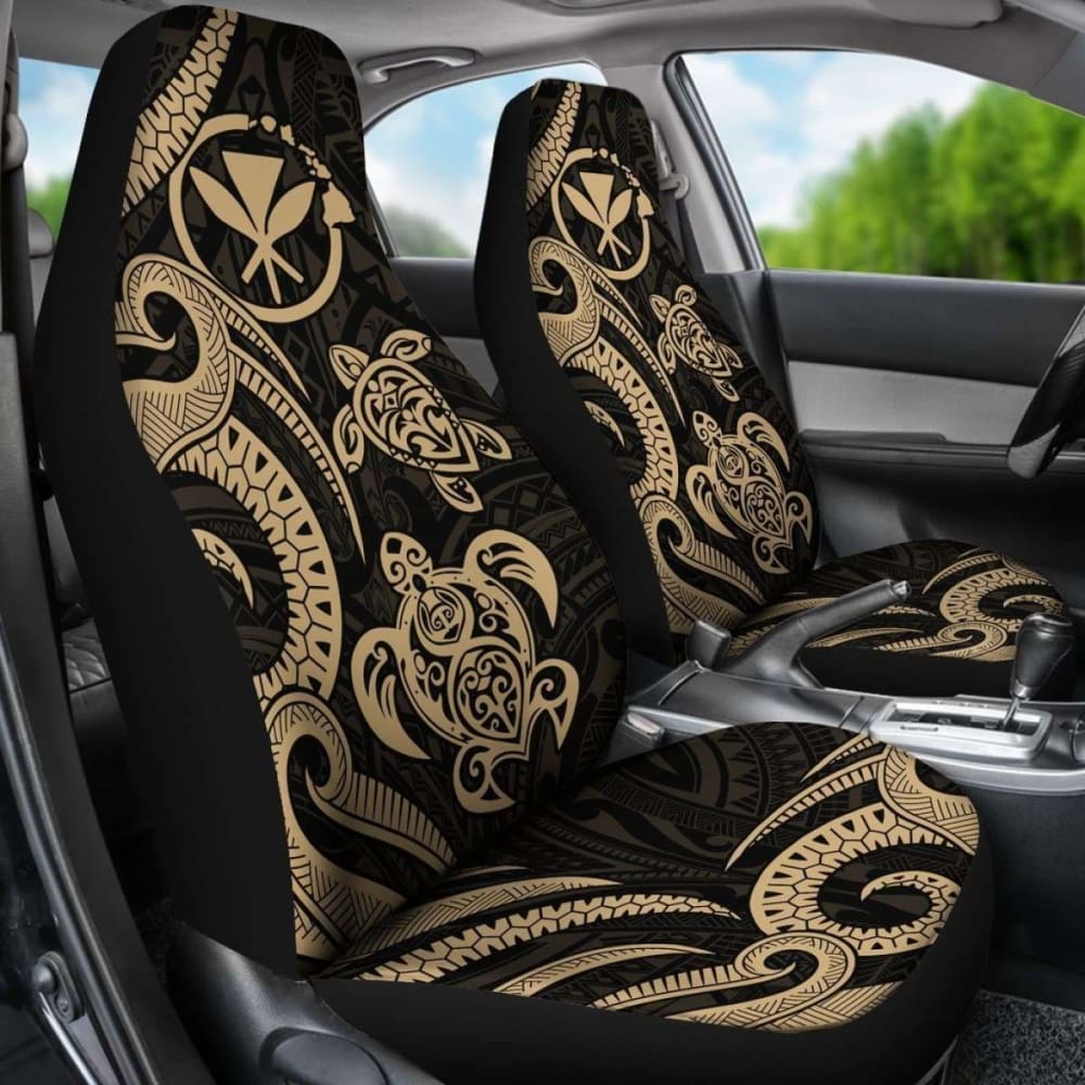 Polynesian Hawaii Car Seat Covers - Gold Tentacle Turtle -