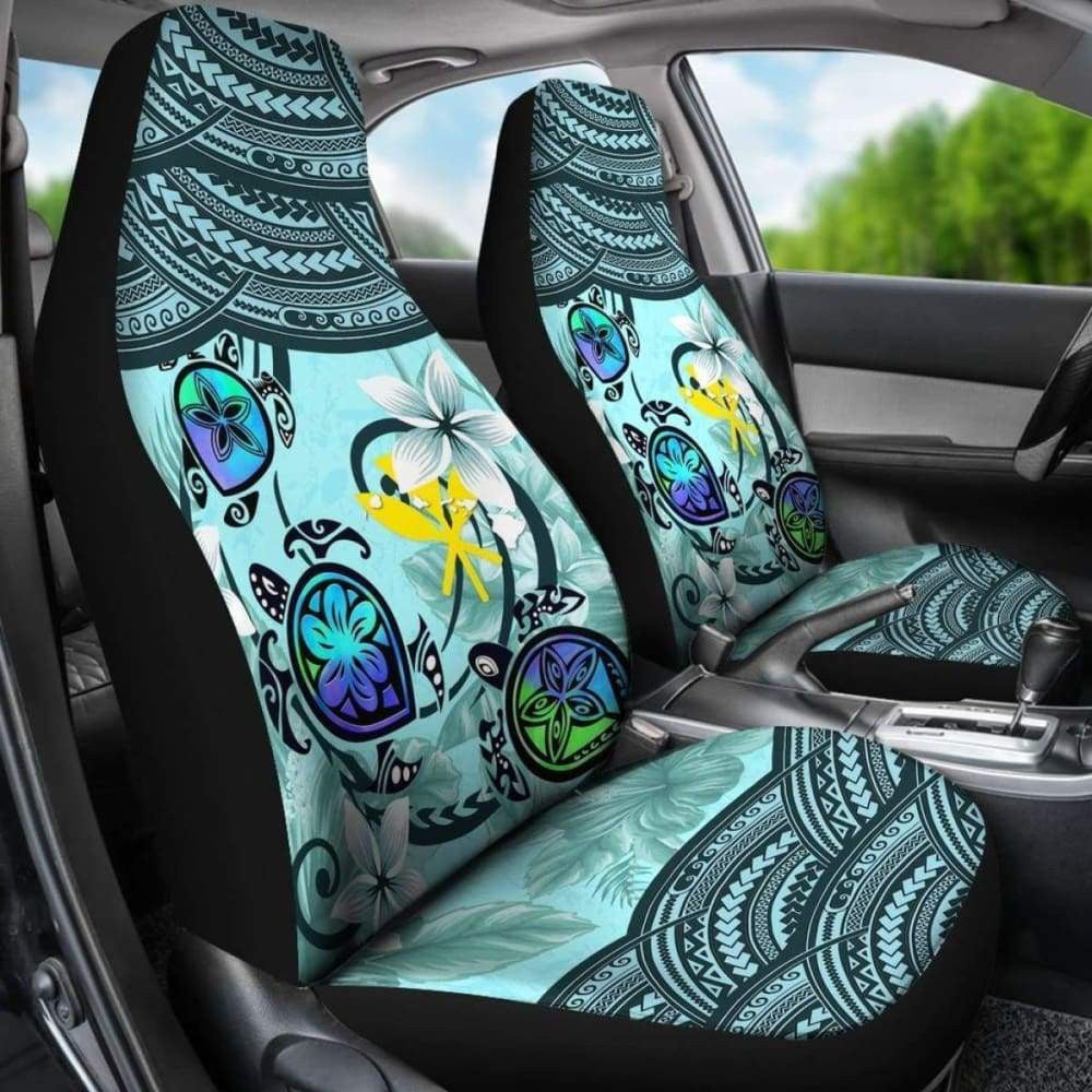 Kanaka Maoli (Hawaiian) Car Seat Covers - Polynesian Turtle Plumeria Blue Amazing