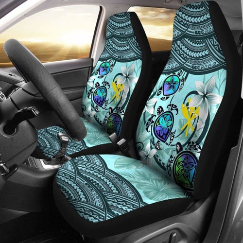 Kanaka Maoli (Hawaiian) Car Seat Covers - Polynesian Turtle Plumeria Blue Amazing