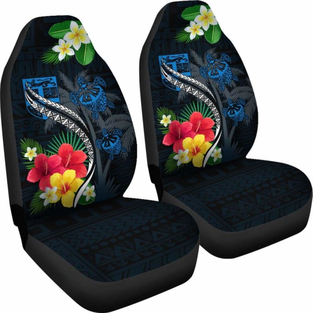 Fiji Car Seat Cover - Fiji Turtle Hibiscus Plumeria Coat Of Arm - Car Seat Cover Awesome