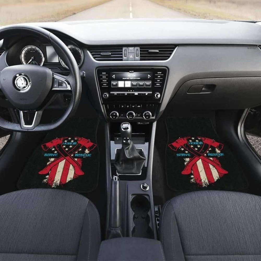 Firefighter Front And Back Car Mats Set Of