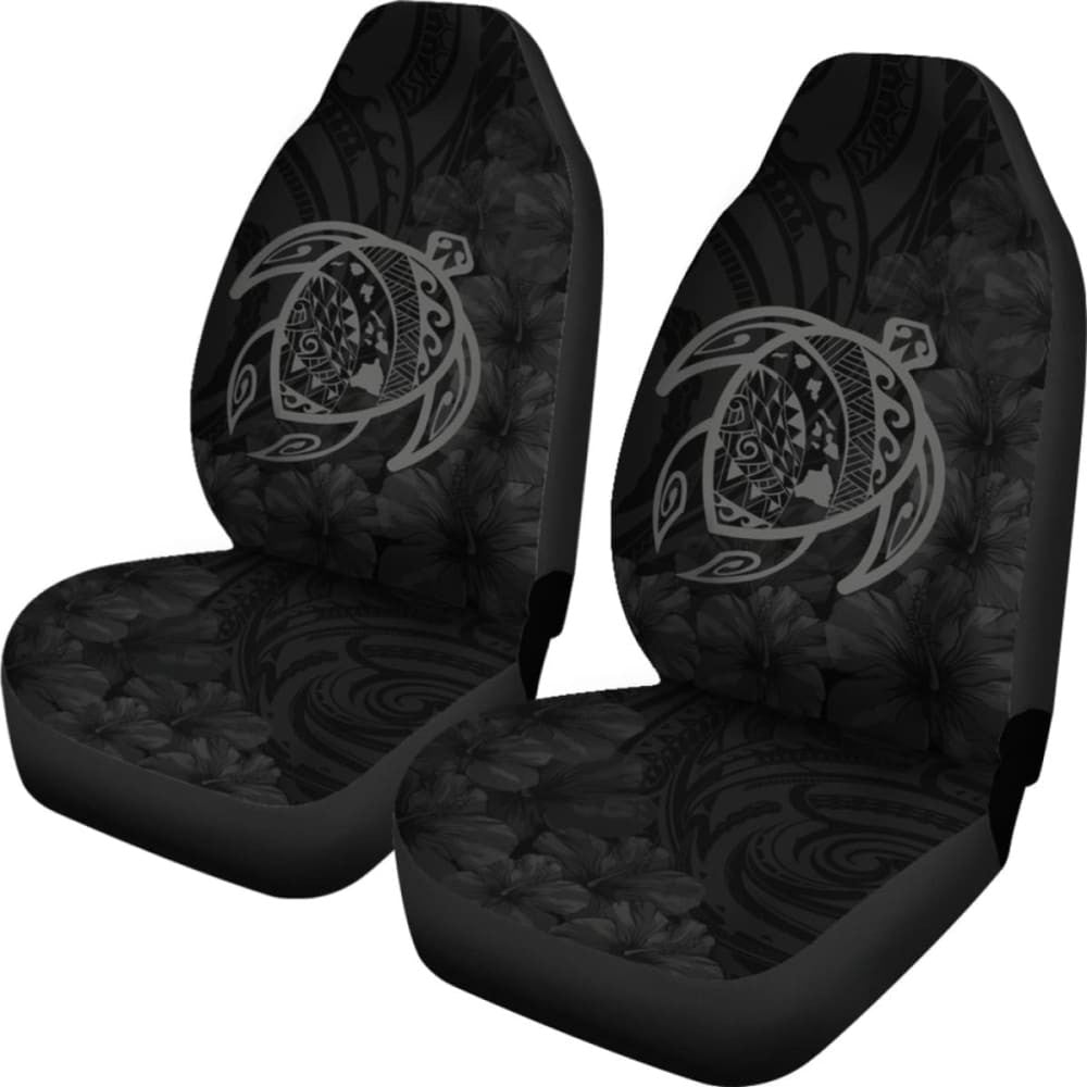 Alohawaii Car Seat Covers - Hawaii Turtle Map Hibiscus Poly Gray - New Awesome