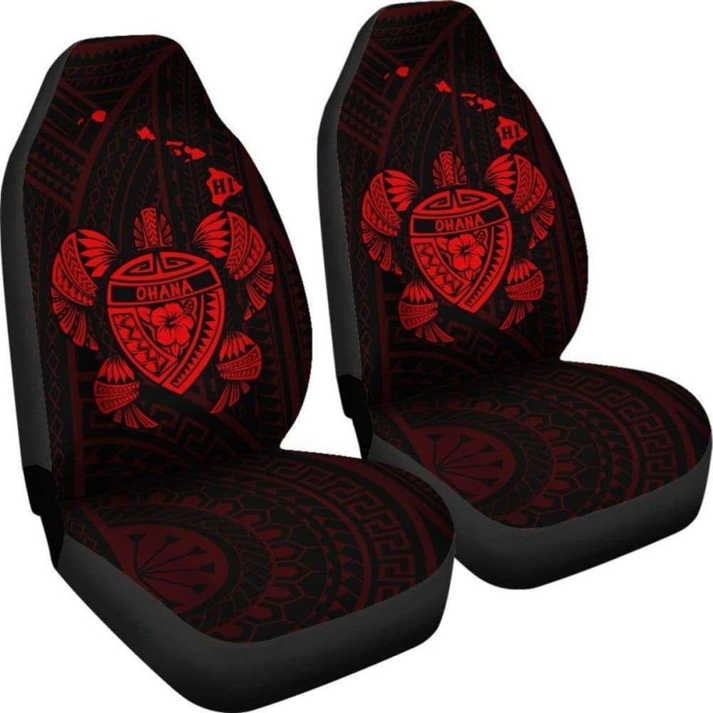Hawaii Turtle Hibiscus Map Car Seat Covers - Red - New -