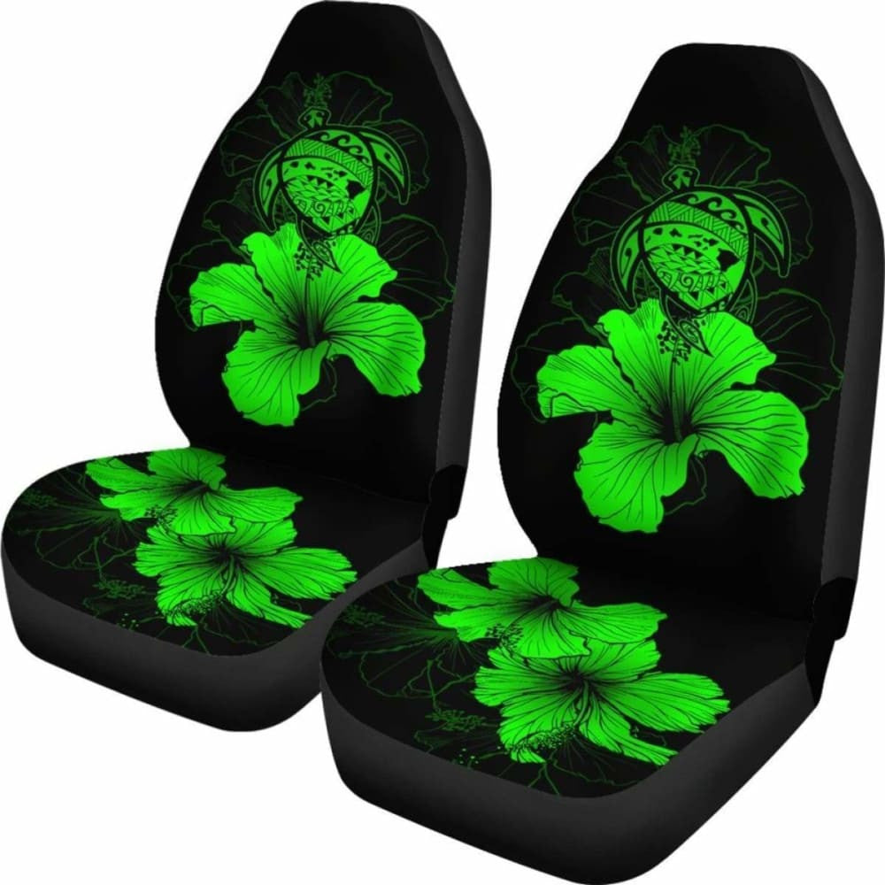 Hawaii Hibiscus Car Seat Cover - Turtle Map - Green - New