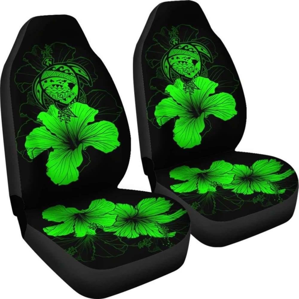 Hawaii Hibiscus Car Seat Cover - Turtle Map - Green - New