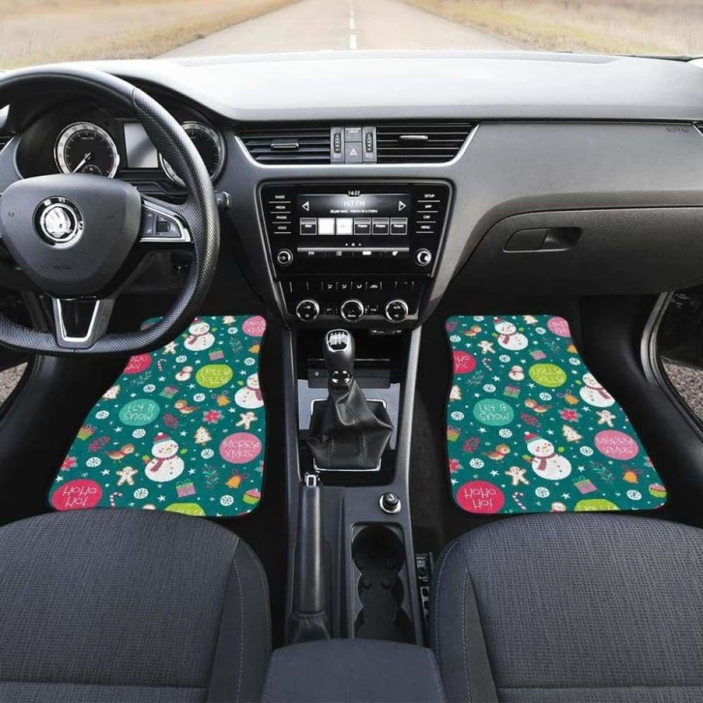 Snowman Bird Decorative Elements Christmas Pattern Front And Back Car Mats