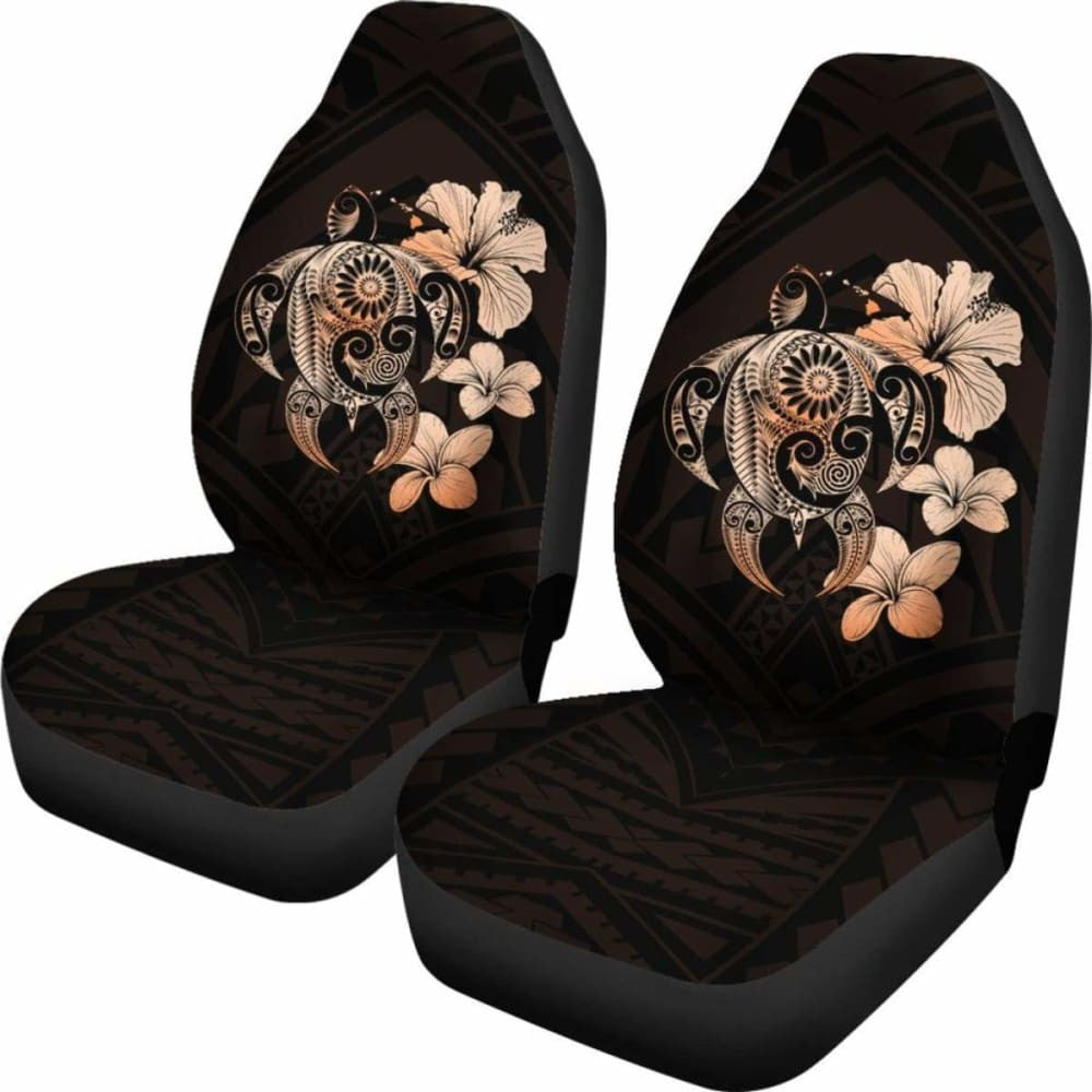 Hibiscus Plumeria Mix Polynesian Orange Turtle Car Seat Covers - New - Awesome