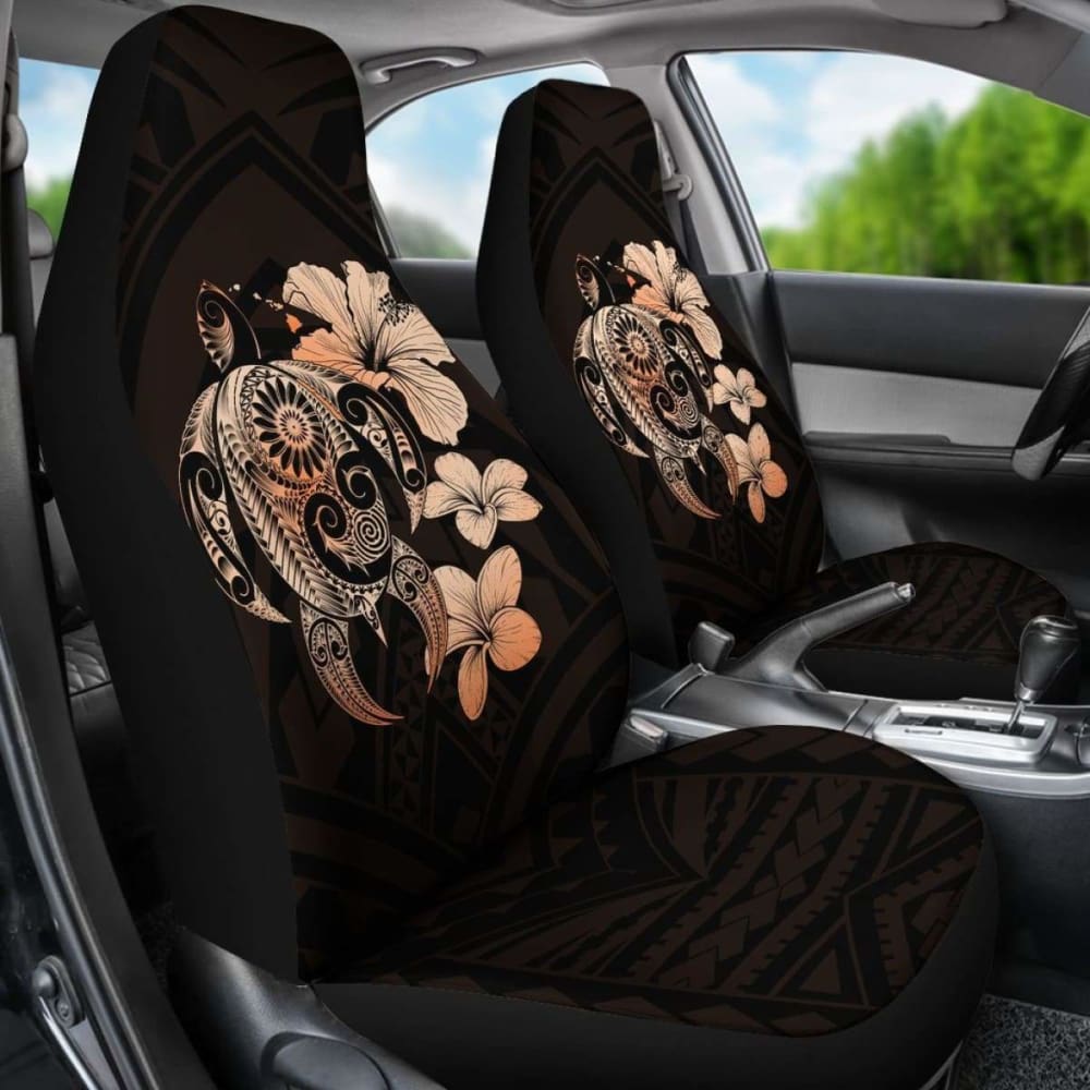Hibiscus Plumeria Mix Polynesian Orange Turtle Car Seat Covers - New - Awesome