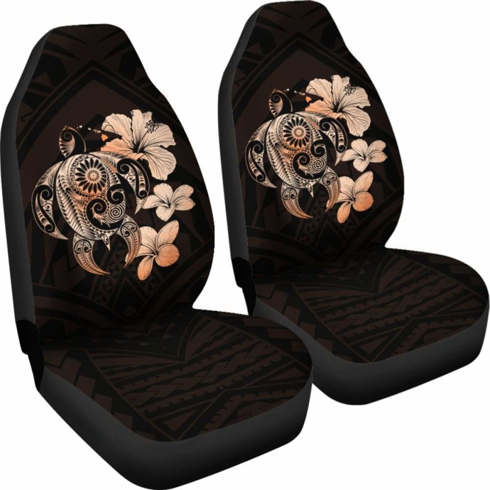 Hibiscus Plumeria Mix Polynesian Orange Turtle Car Seat Covers - New - Awesome