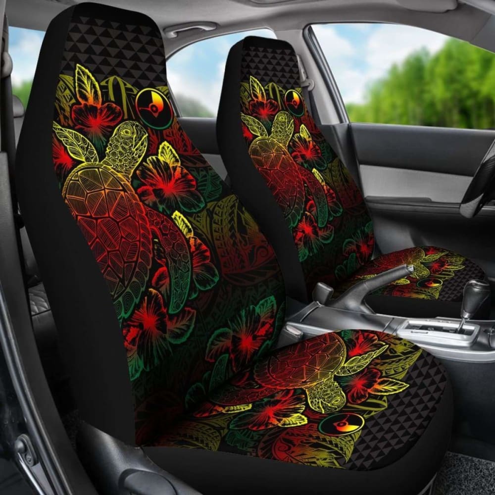 Yap Car Seat Covers - Yap Flag Turtle Hibiscus Reggae - New