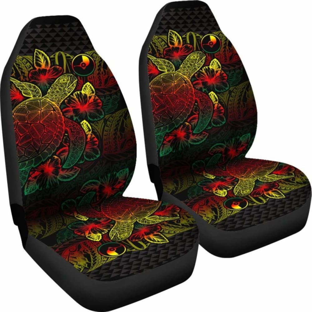 Yap Car Seat Covers - Yap Flag Turtle Hibiscus Reggae - New