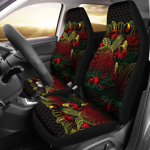 Yap Car Seat Covers - Yap Flag Turtle Hibiscus Reggae - New