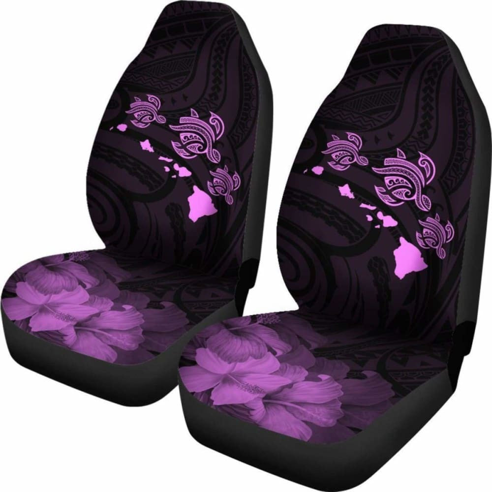 Hawaii Hibiscus Map Polynesian Ancient Pink Turtle Car Set Covers - New - Awesome