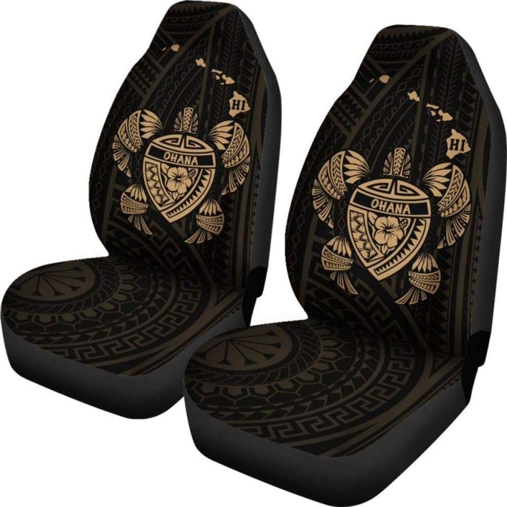 Hawaii Turtle Hibiscus Map Car Seat Covers - Gold - New -