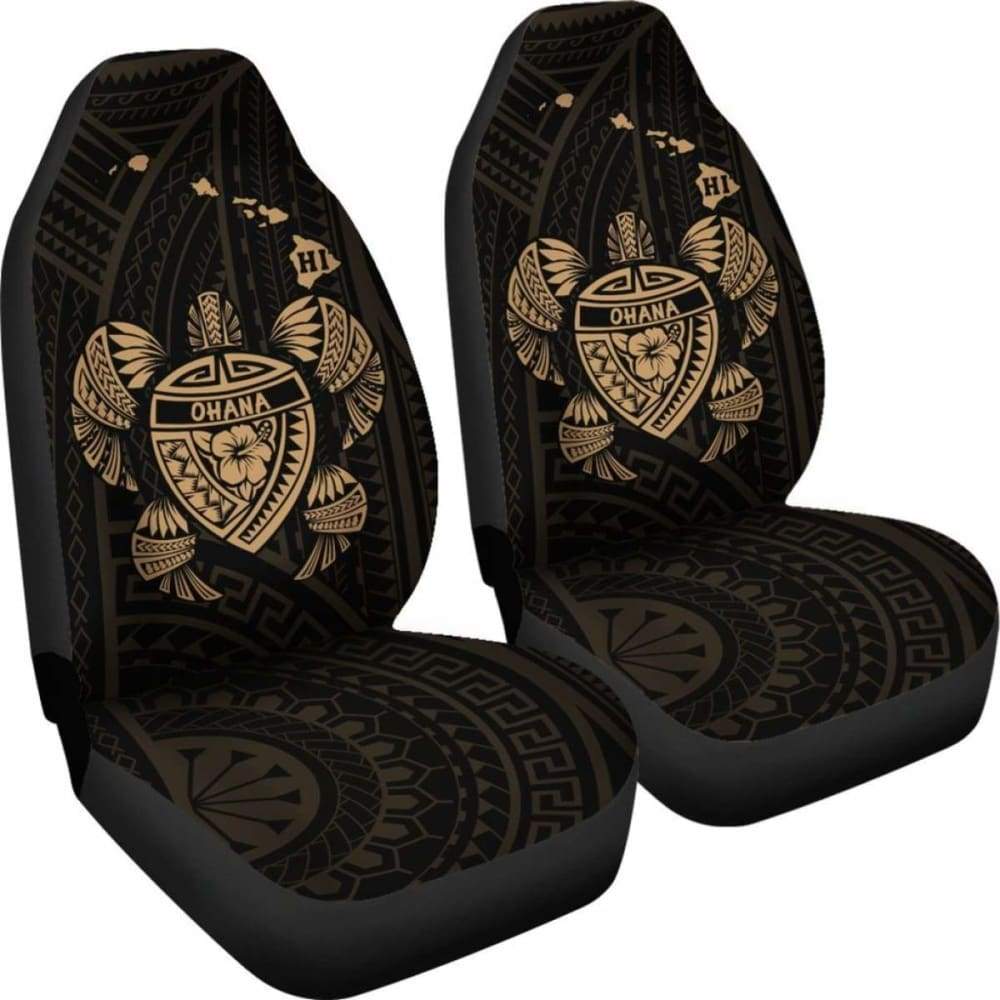 Hawaii Turtle Hibiscus Map Car Seat Covers - Gold - New -