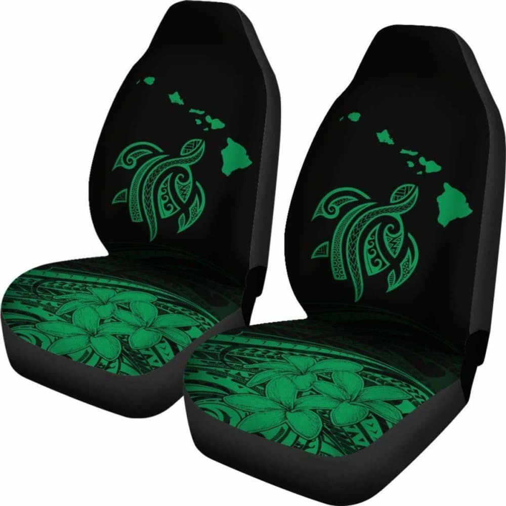 Hawaii Map Plumeria Polynesian Green Turtle Car Set Covers - New - Awesome