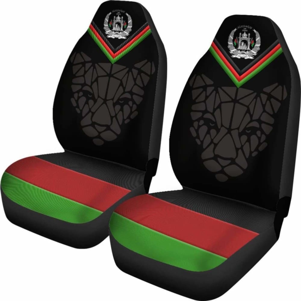 Car Seat Cover - Afghanistan Coat Of Arm And Flag, Leopard Patterns -