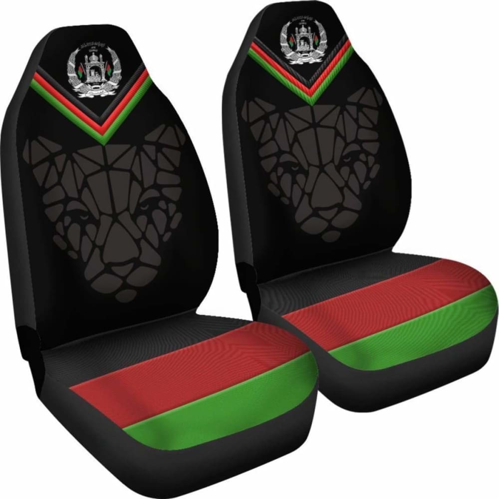 Car Seat Cover - Afghanistan Coat Of Arm And Flag, Leopard Patterns -