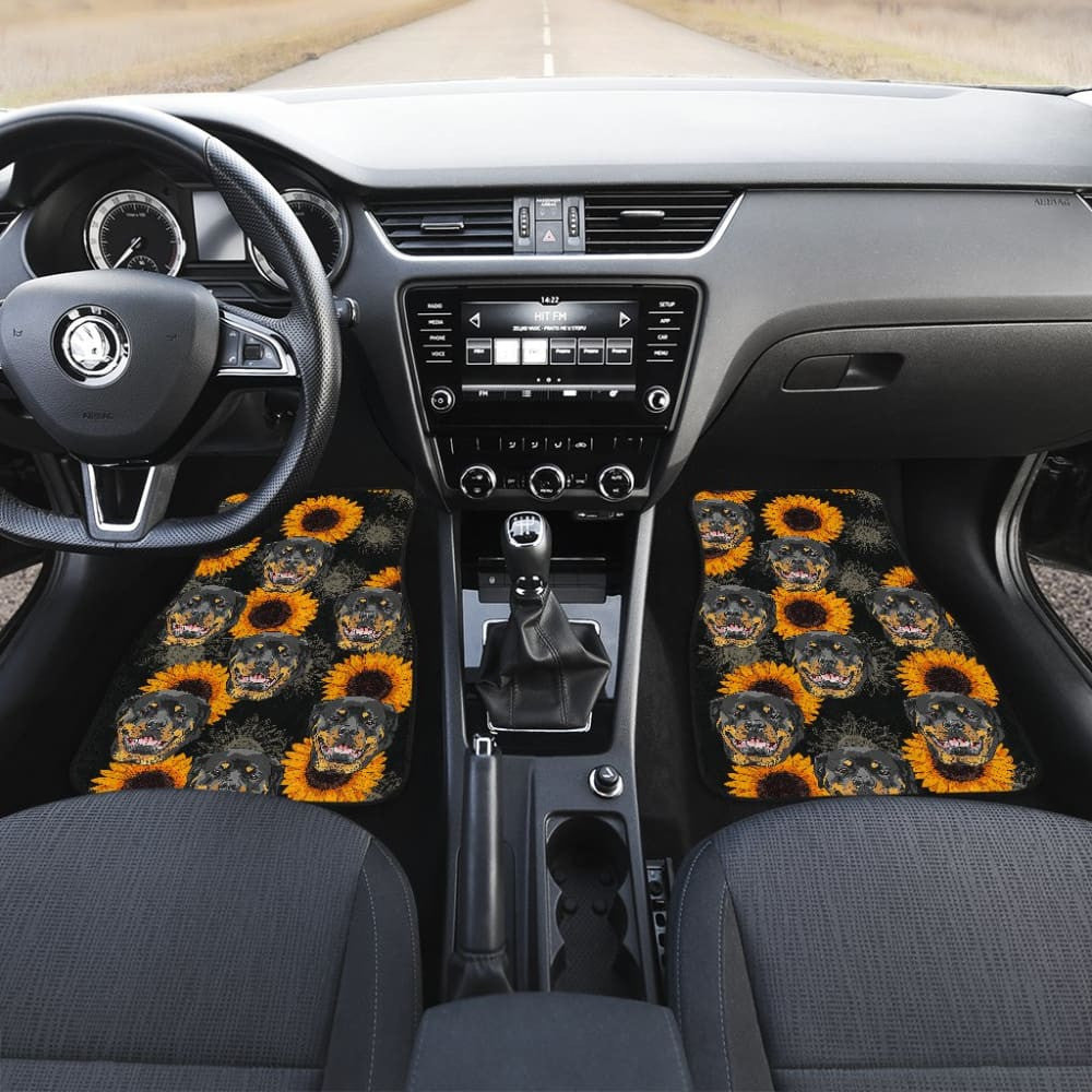 Rottweiler Love Sunflower Car Floor Mats