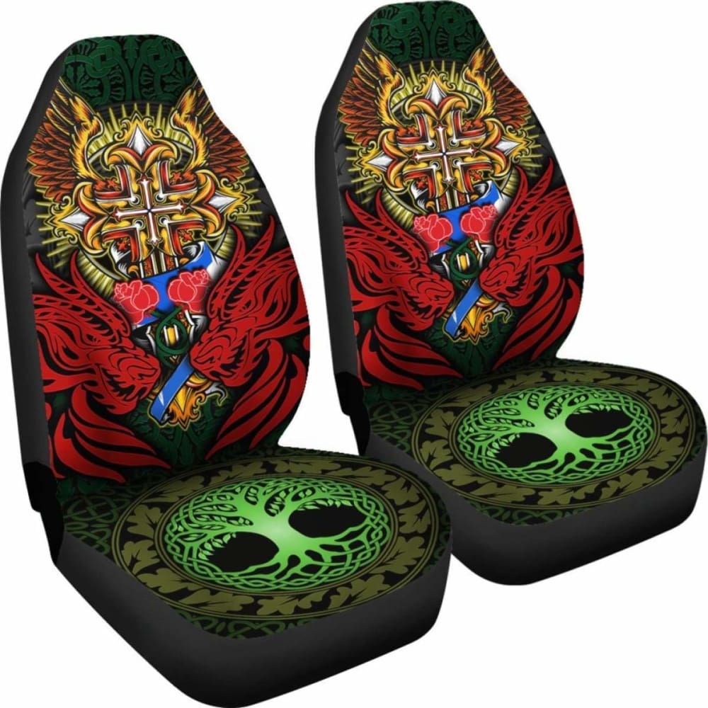 Red Dragon Duo Celtic Cross Car Seat Covers