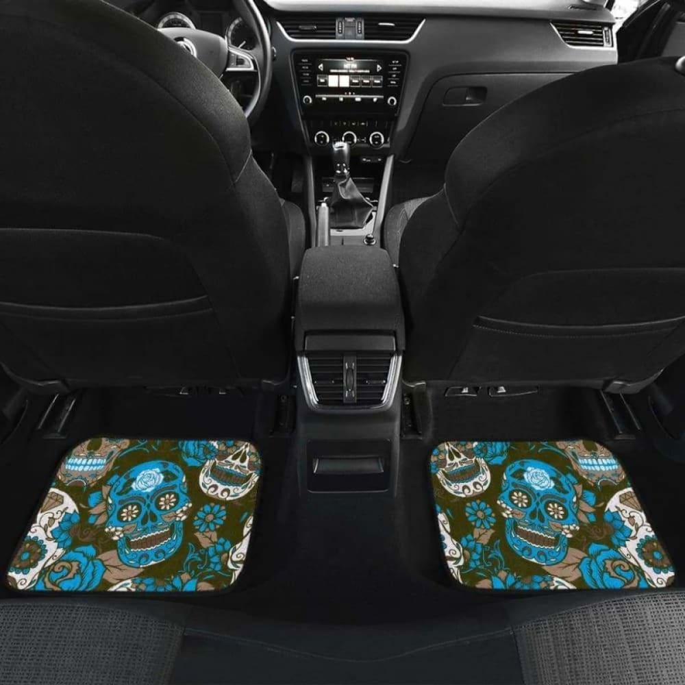 Gretta Skully Car Mats - Sugar Skull - Light Blue