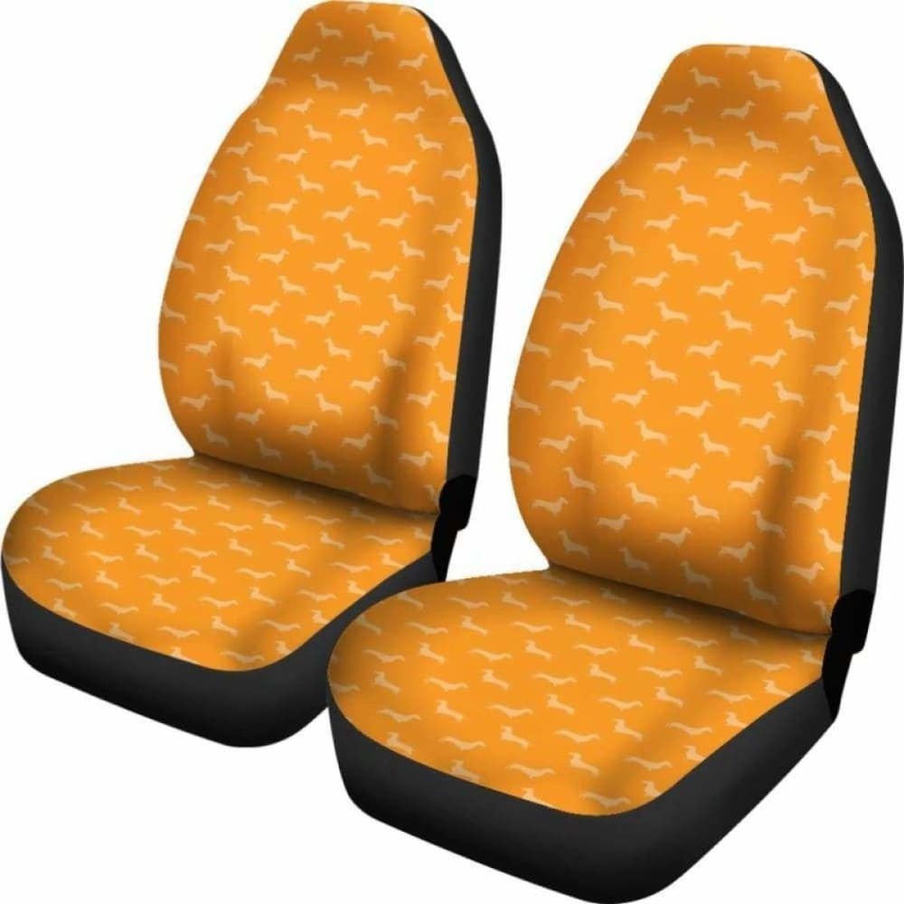Dachshund Pattern Orange Car Seat Covers