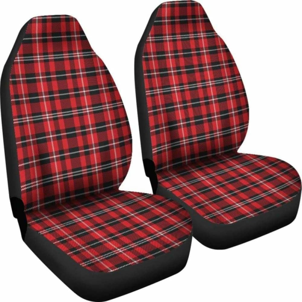 Red, Black And White Plaid Car Seat Covers