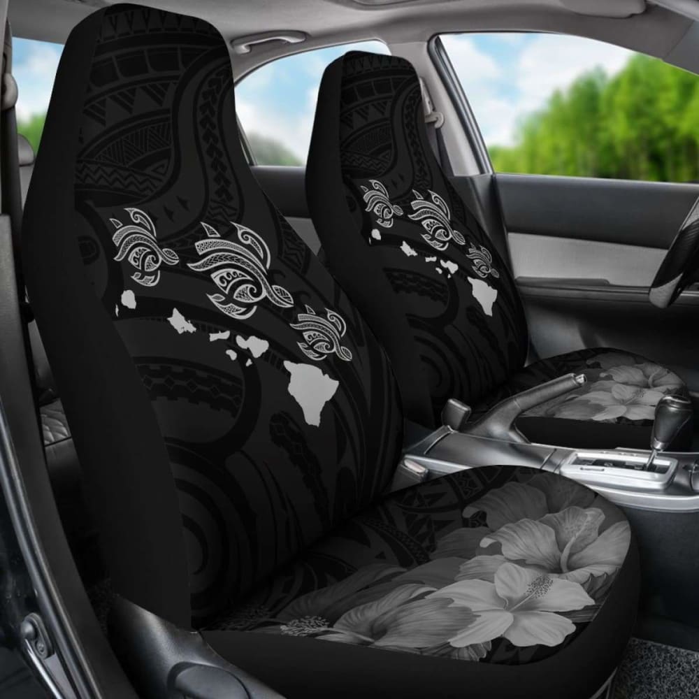 Hawaii Hibiscus Map Polynesian Ancient Gray Turtle Car Set Covers - New - Awesome