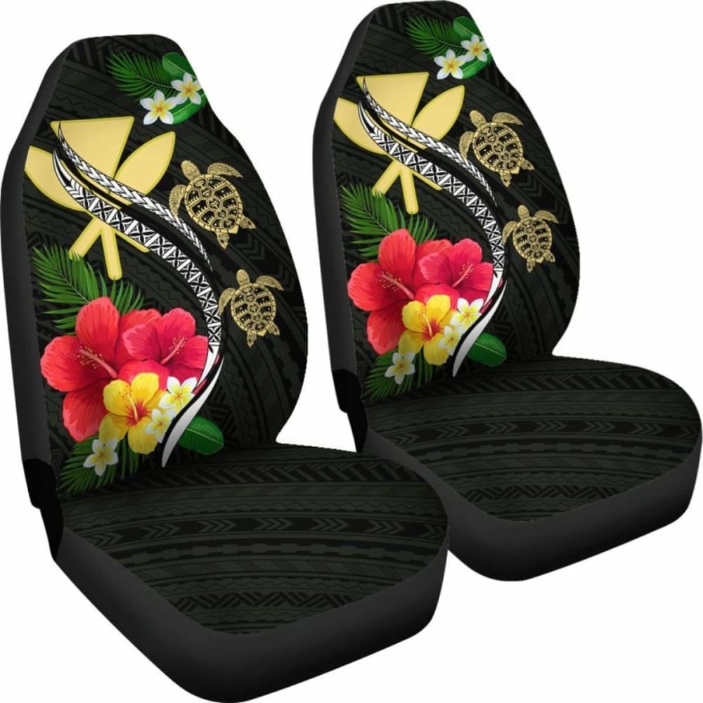 Hawaii Map Turtle Hibiscus Plumeria Polynesian - Car Seat Covers New Awesome