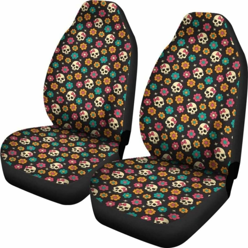 Set Pcs Sugar Skull Day Of The Dead Skull Car Seat Covers
