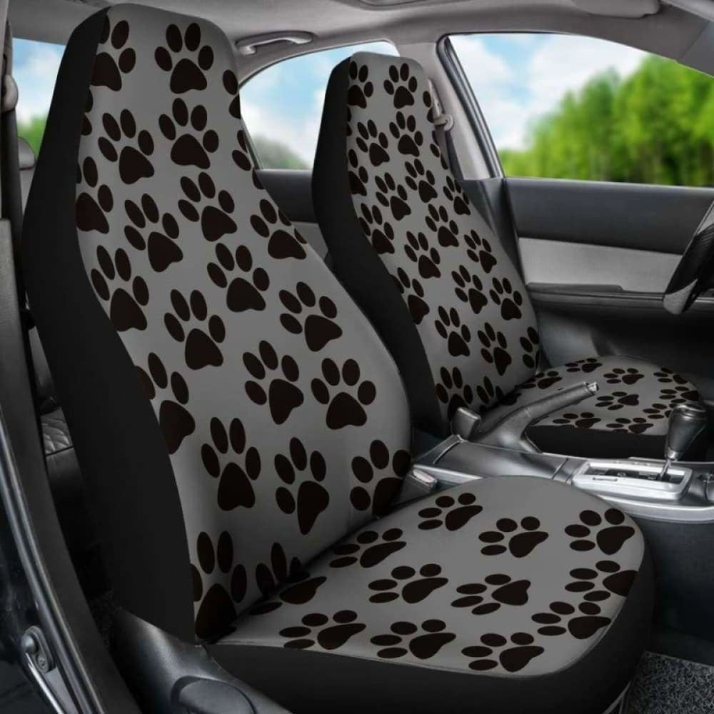 Paw Print Car Seat Covers Grey/Black