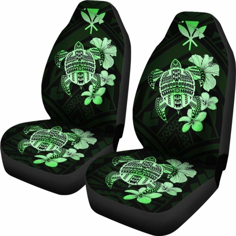 Hawaiian Kanaka Hibiscus Plumeria Mix Polynesian Turtle Car Seat Covers Green New Awesome