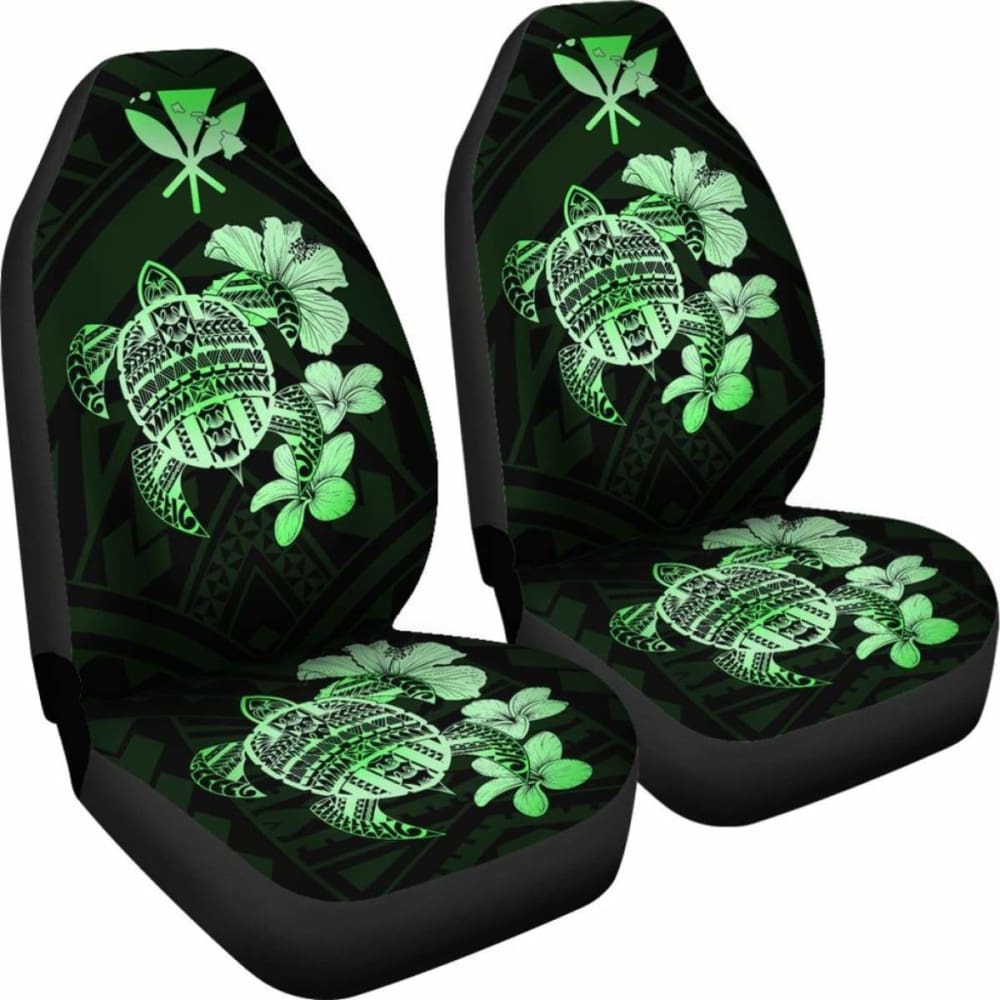 Hawaiian Kanaka Hibiscus Plumeria Mix Polynesian Turtle Car Seat Covers Green New Awesome