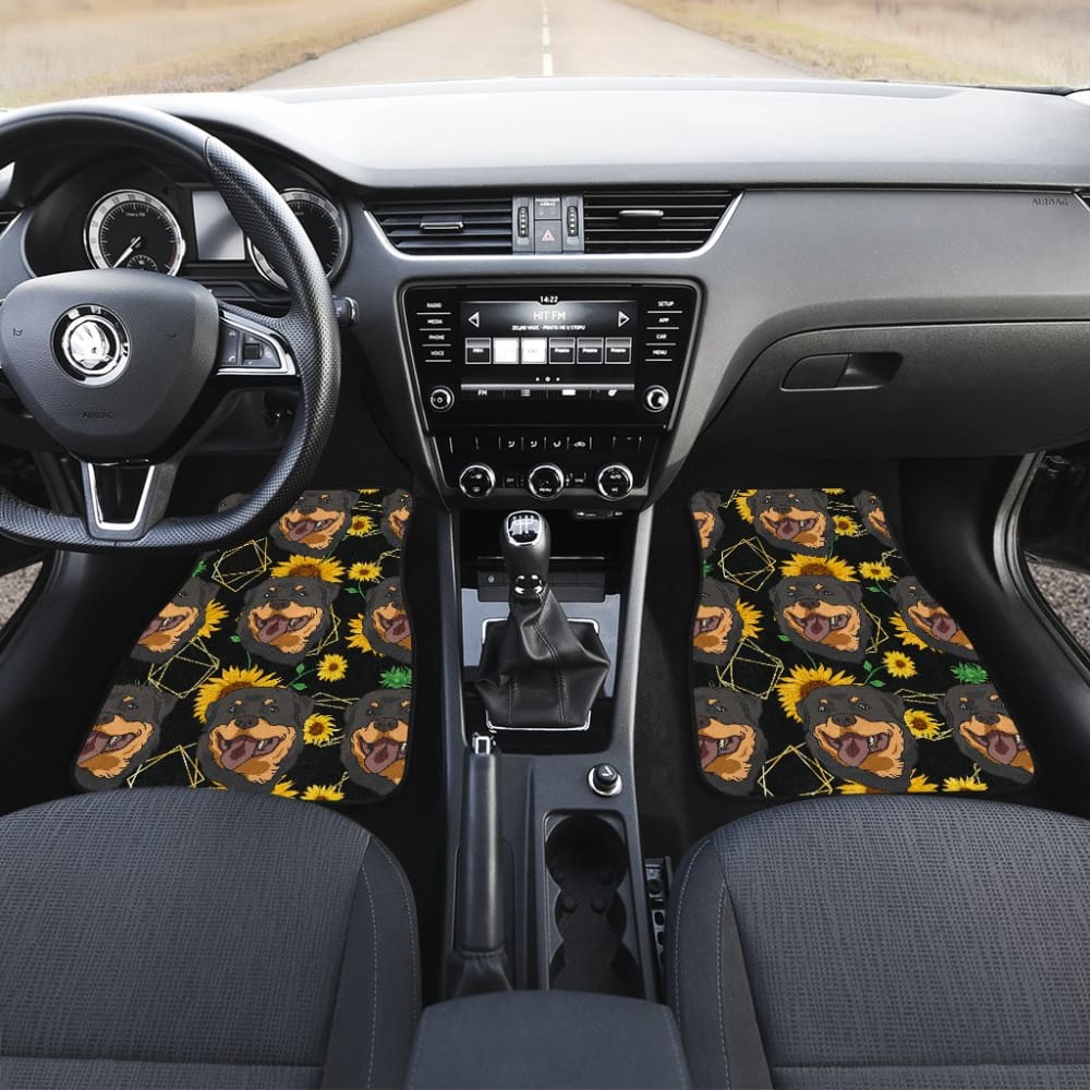 Paws With Rottweiler Sunflower Print Car Floor Mats
