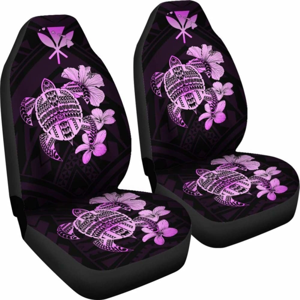 Hawaiian Kanaka Hibiscus Plumeria Mix Polynesian Turtle Car Seat Covers Pink New Awesome