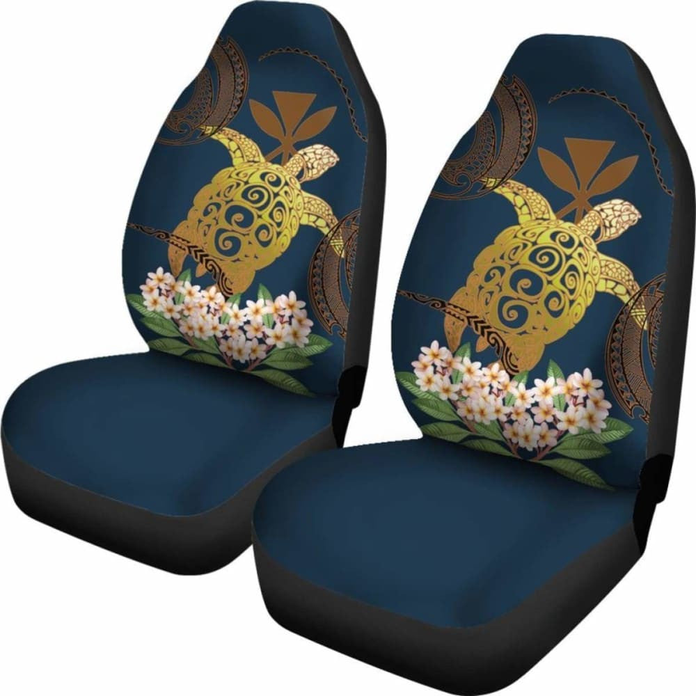 Hawaii Turtle Plumeria Polynesian Kanaka Map - Blue Style - Car Seat Cover New Awesome