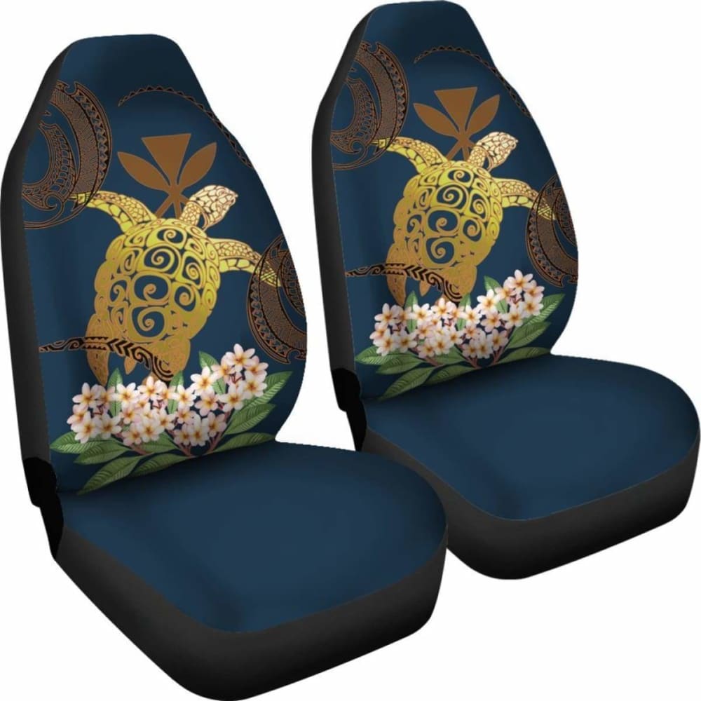 Hawaii Turtle Plumeria Polynesian Kanaka Map - Blue Style - Car Seat Cover New Awesome