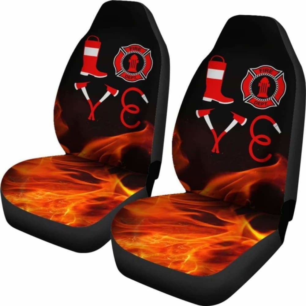 Love Firefighter Car Seat Covers