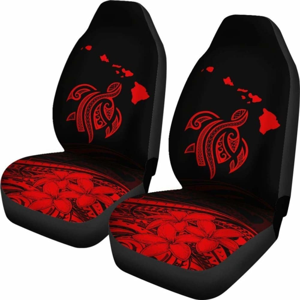 Hawaii Map Plumeria Polynesian Red Turtle Car Set Covers - New - Awesome