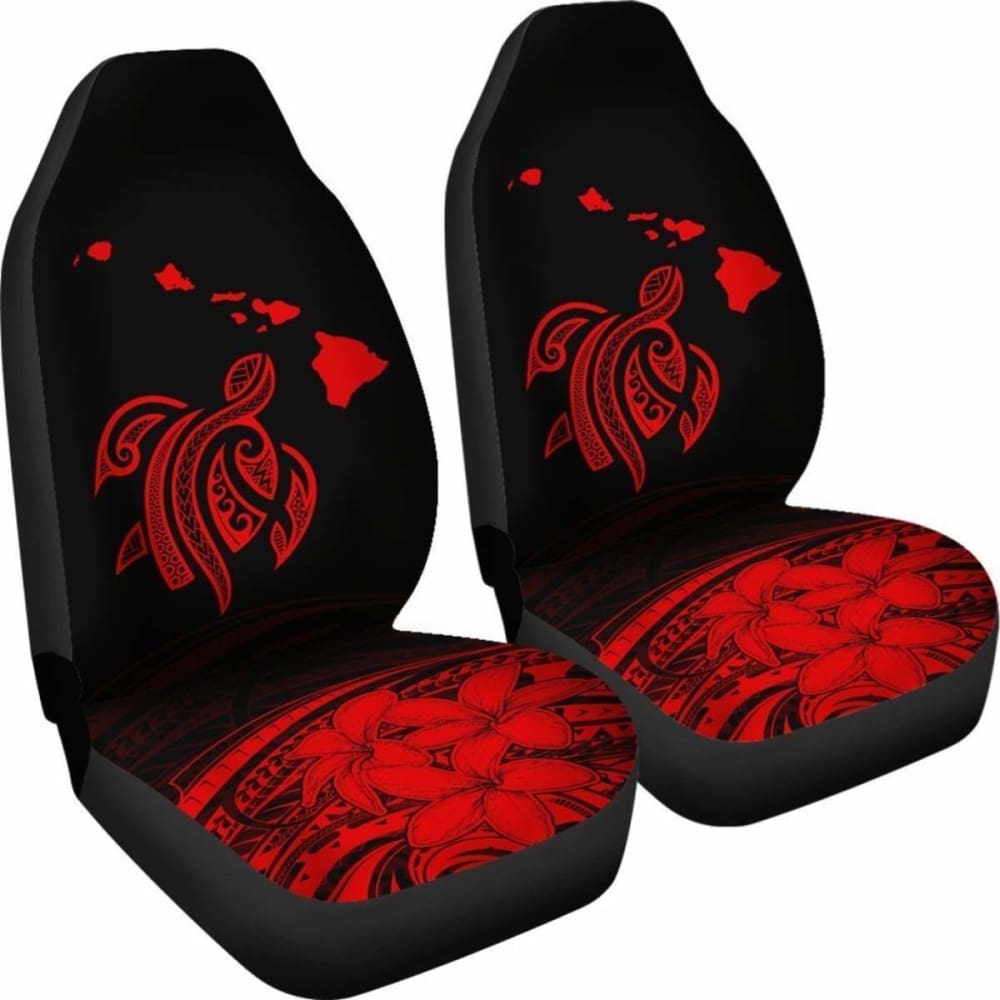 Hawaii Map Plumeria Polynesian Red Turtle Car Set Covers - New - Awesome