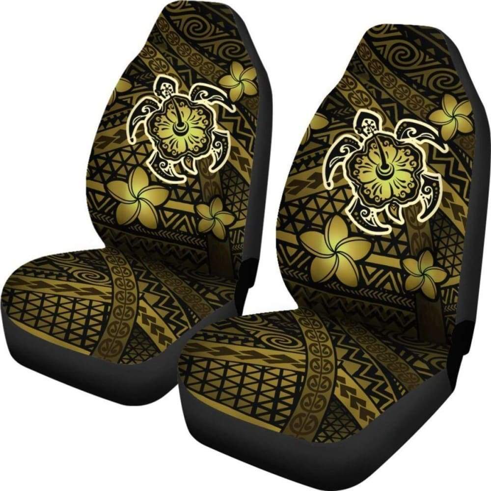 Hawaii Mix Polynesian Turtle Plumeria Car Seat Covers - Yellow -