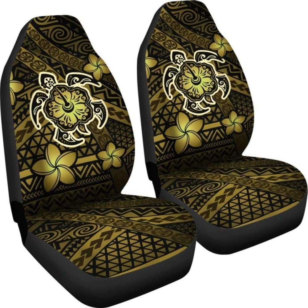 Hawaii Mix Polynesian Turtle Plumeria Car Seat Covers - Yellow -