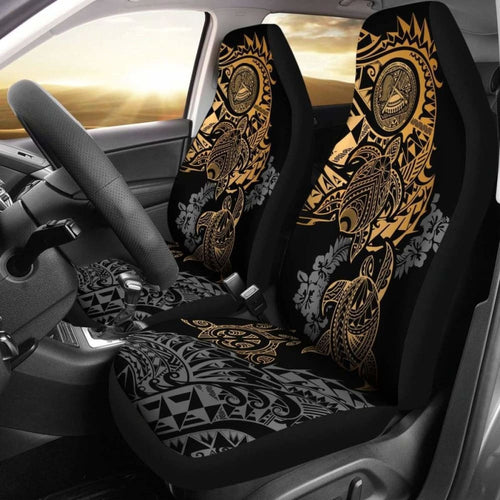 American Samoa Car Seat Covers - American Samoa Seal Gold Turtle Gray Hibiscus Flowing - Amazing