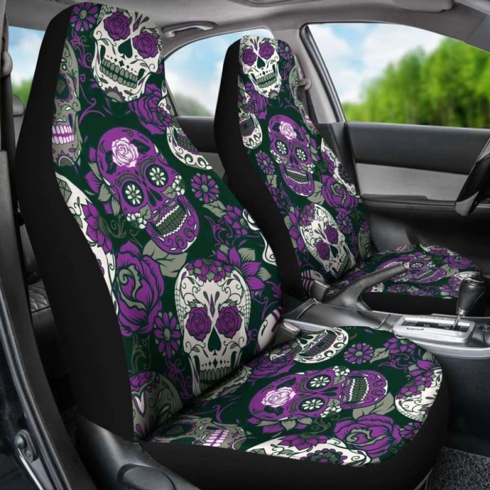 Gretta Skully Car Seat Covers - Sugar Skull - Purple