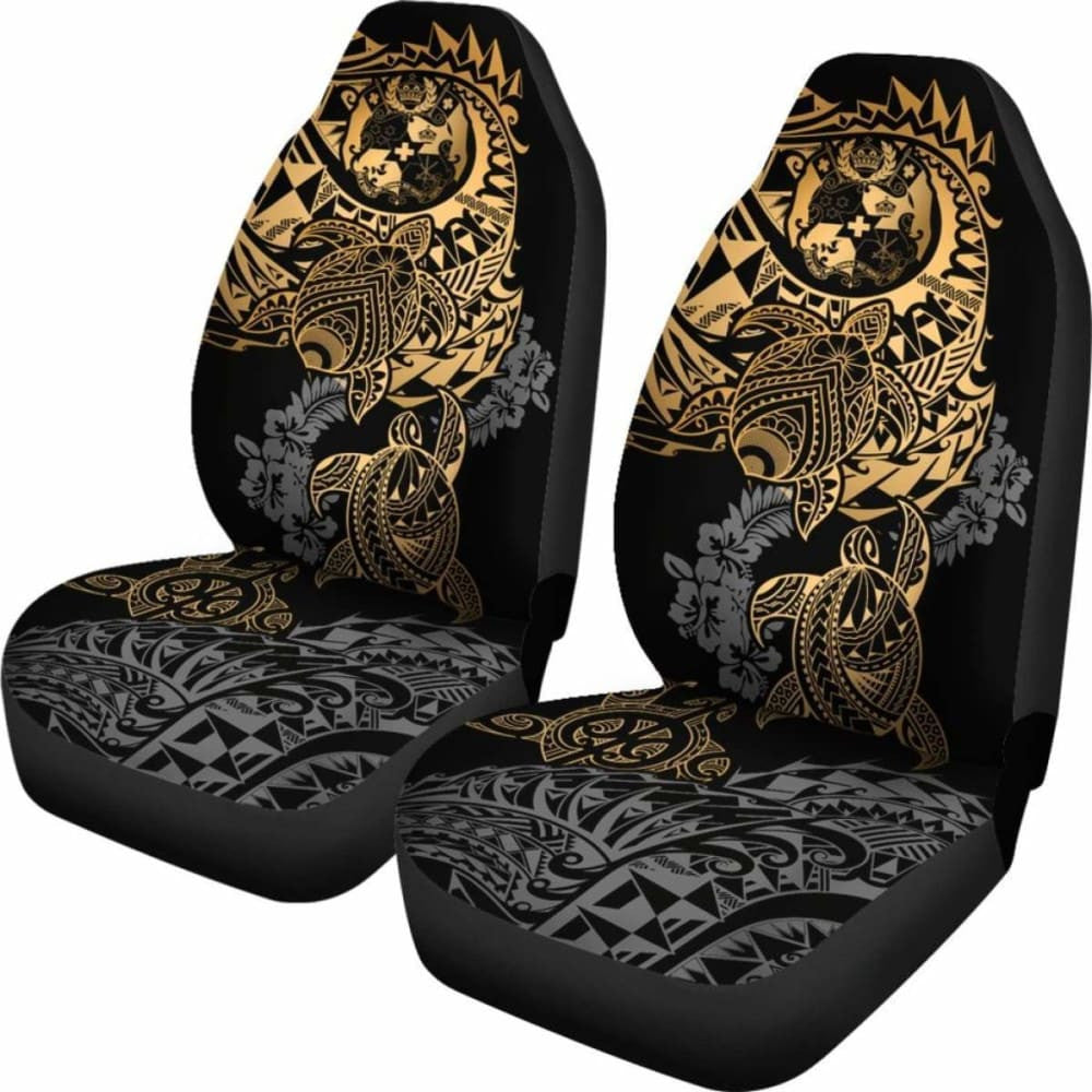 Tonga Polynesian Car Seat Covers - Gold Turtle Flowing - Amazing