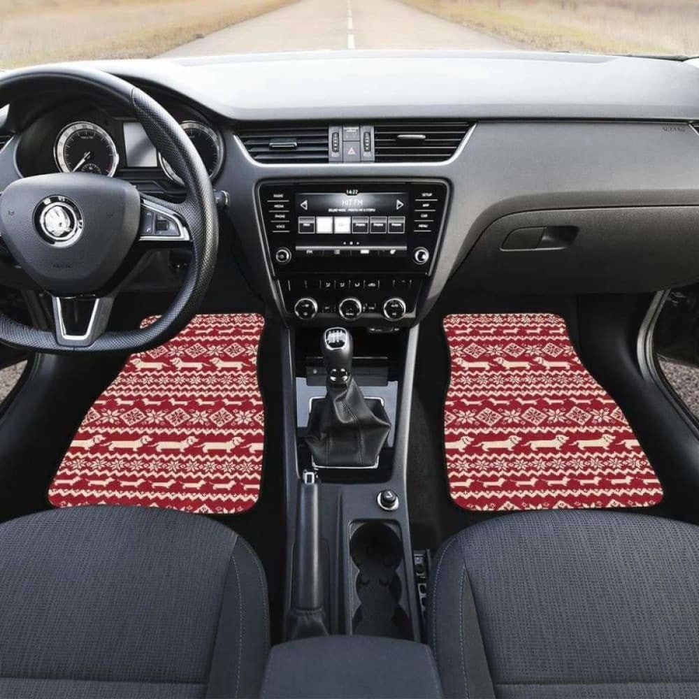 Dachshund Nordic Pattern Front And Back Car Mats