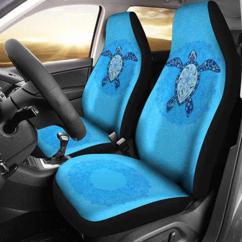 Turtle And Plumeria Hawaiian Car Seat Covers Set Of